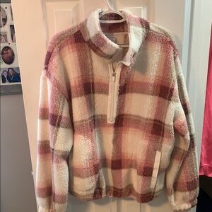 No Boundaries Cream and Pink Cowl Neck Sweater